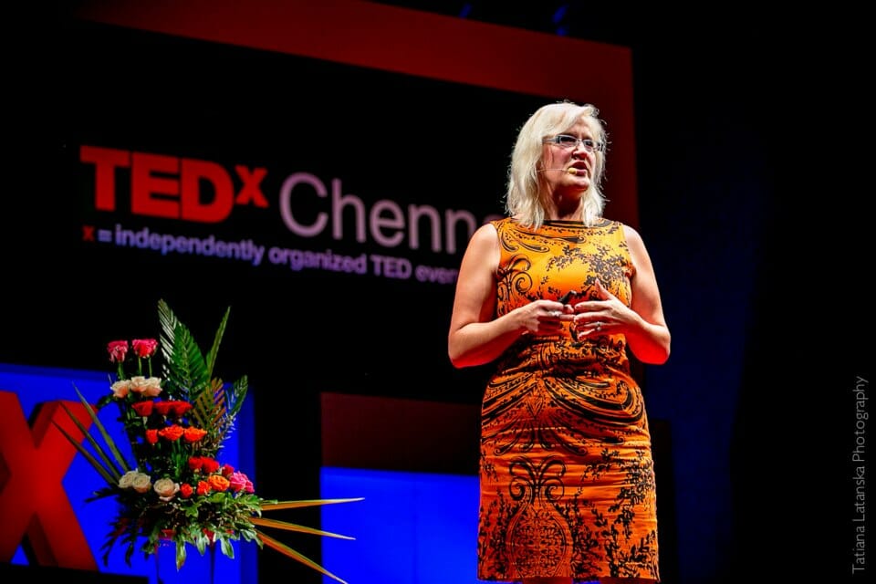 Caroline Rochon at a TEDx conference